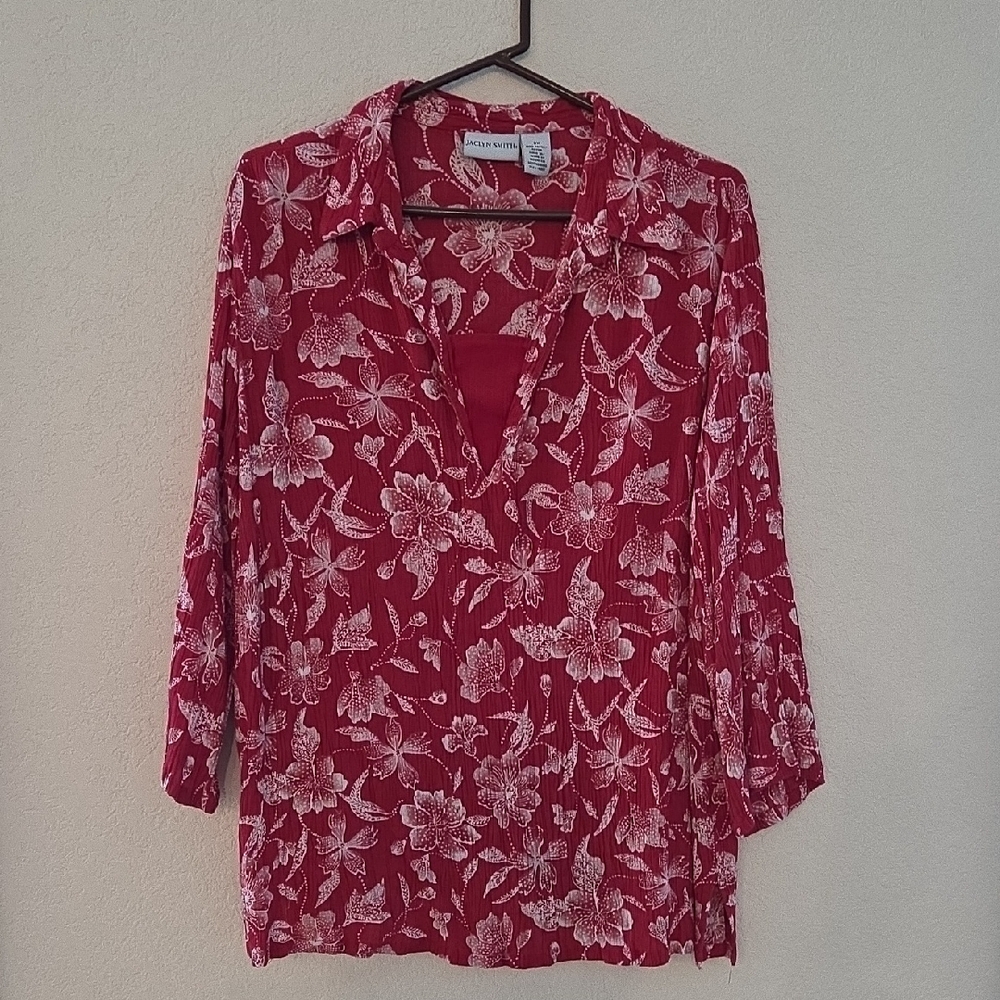 Jaclyn Smith Red Floral Blouse